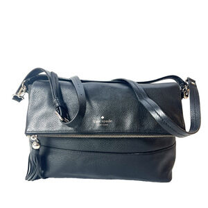 kate spade new york Top Handle Shoulder Overlap Handbag Black Pebble Leather
